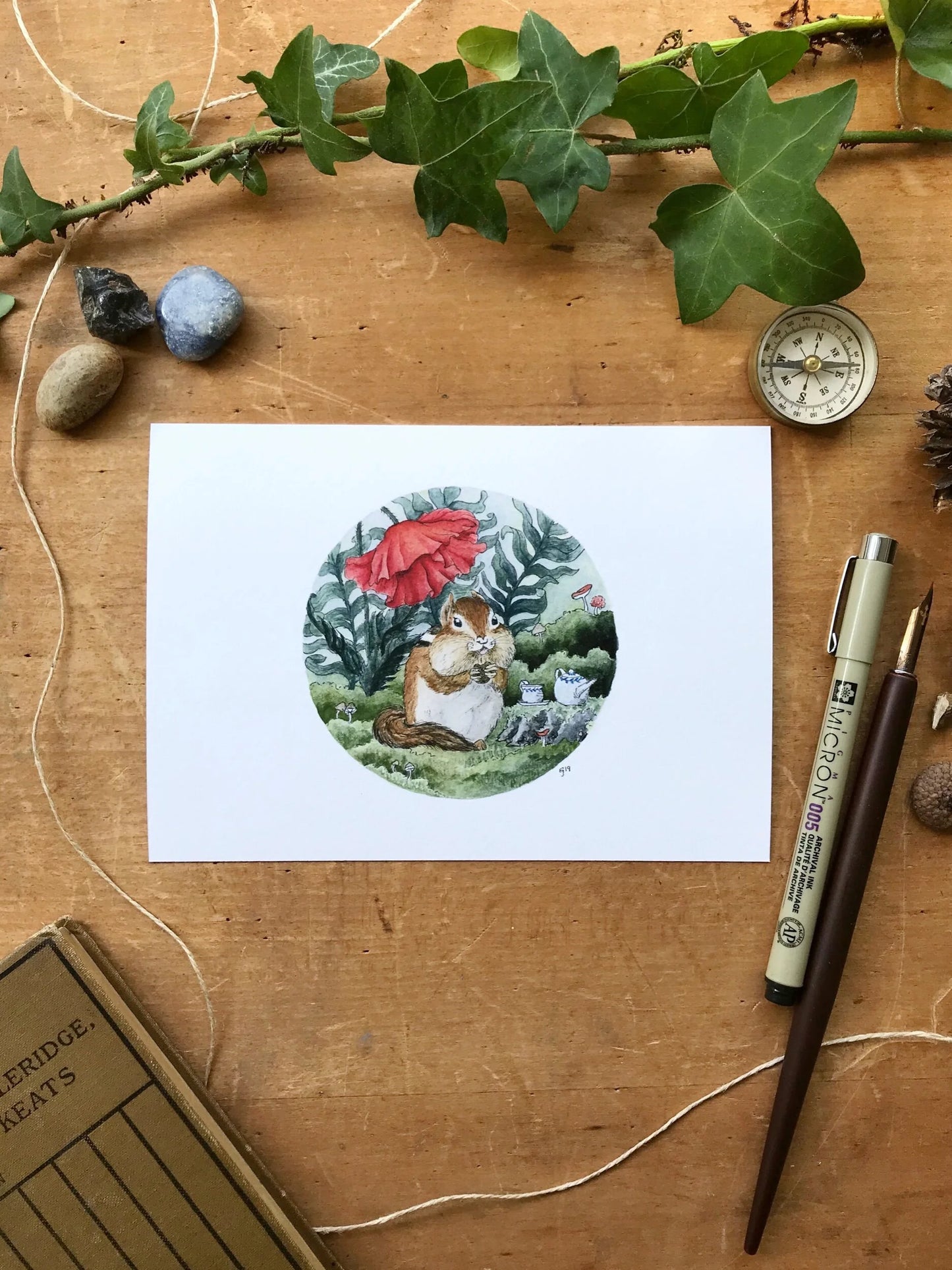 Chipmunk + Poppy Giclée Print