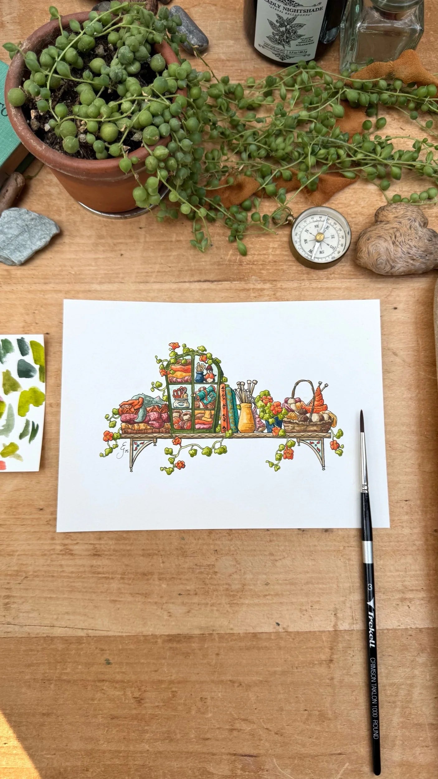 Original Mini Fiber Artist's Shelf Illustration