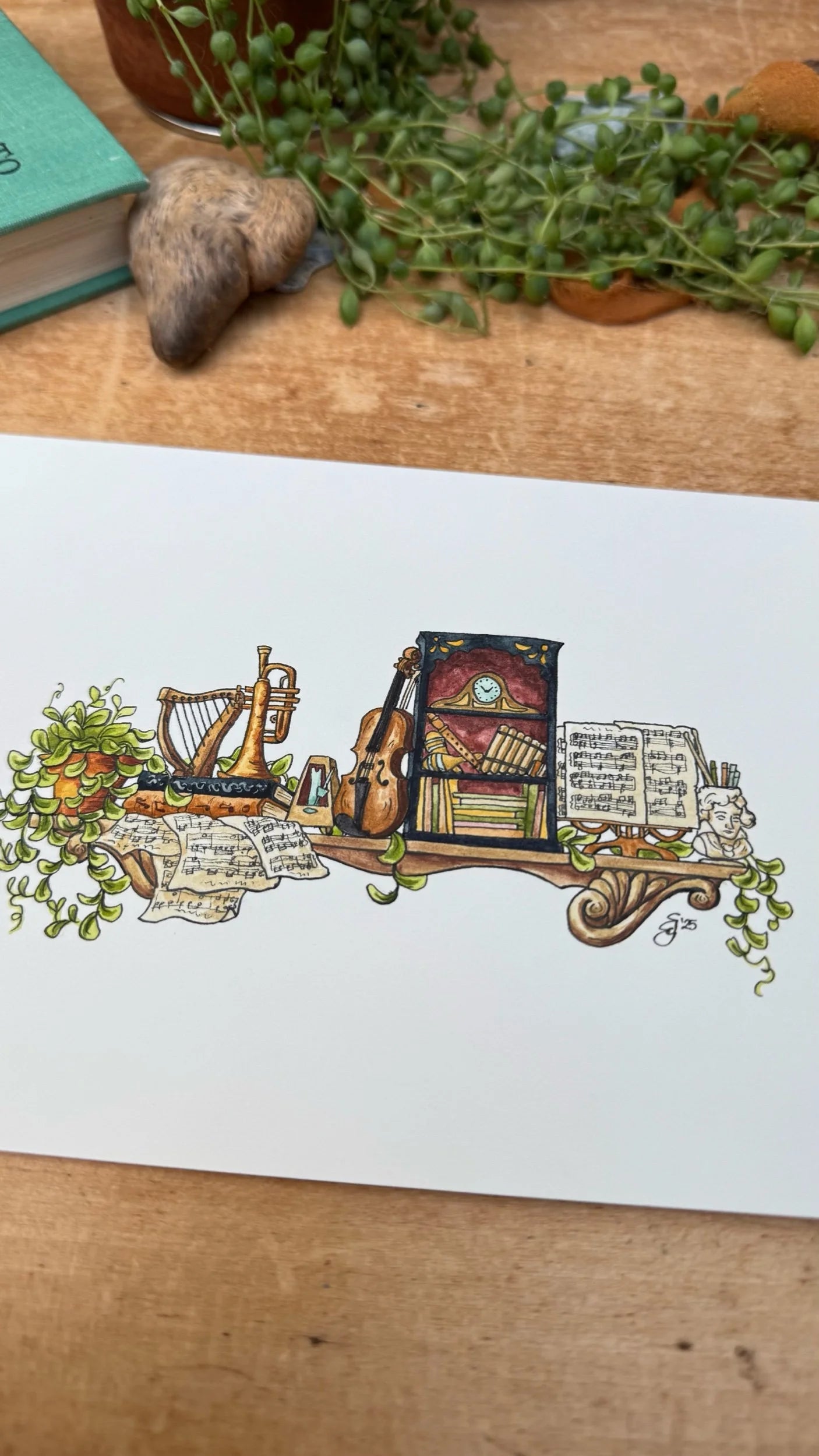Original Mini Musician's Shelf Illustration