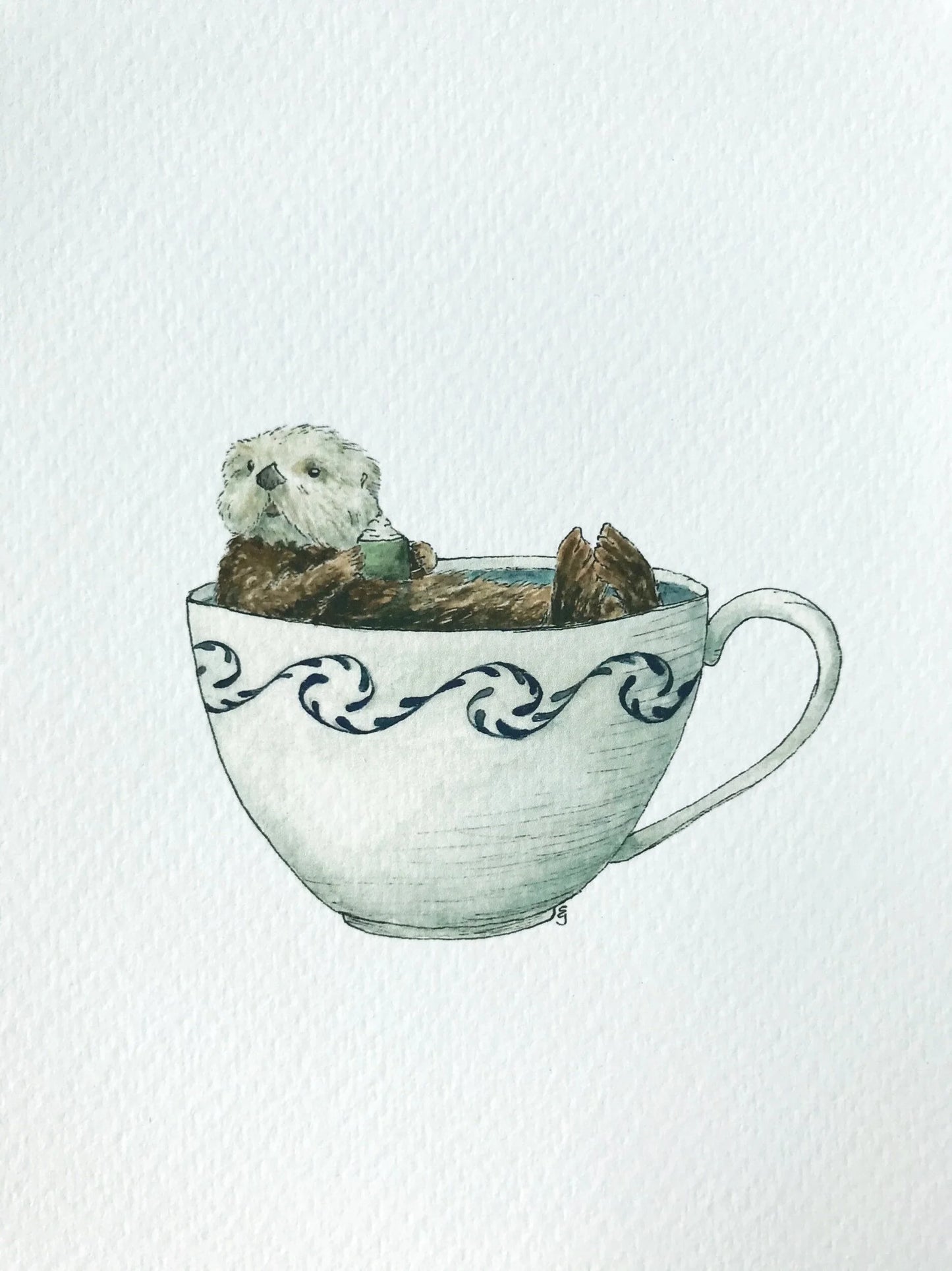 Otter in a Teacup Giclée Print