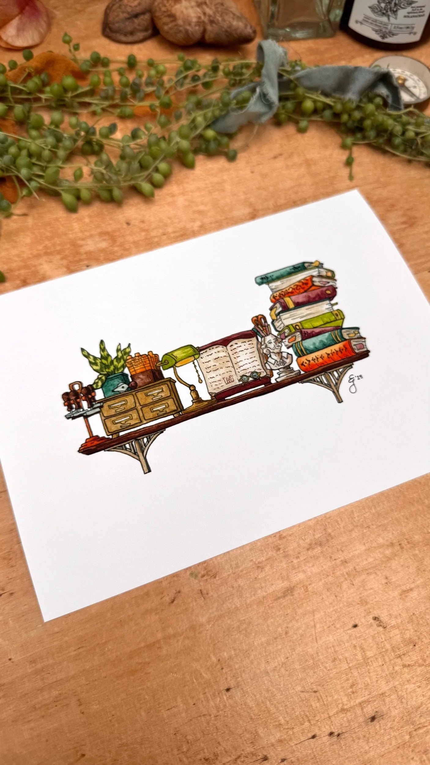 The Mini Librarian's Shelf Giclée Print