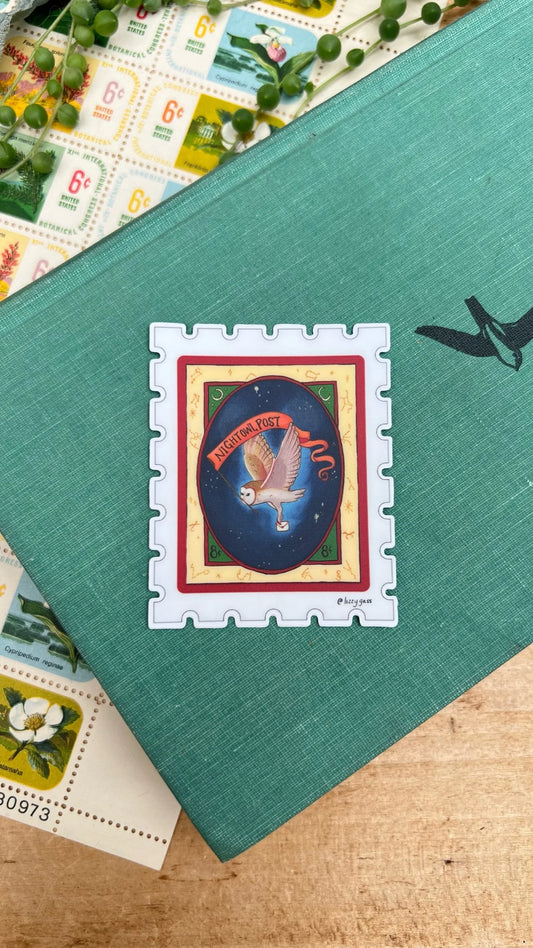 Night Owl Post Stamp Sticker
