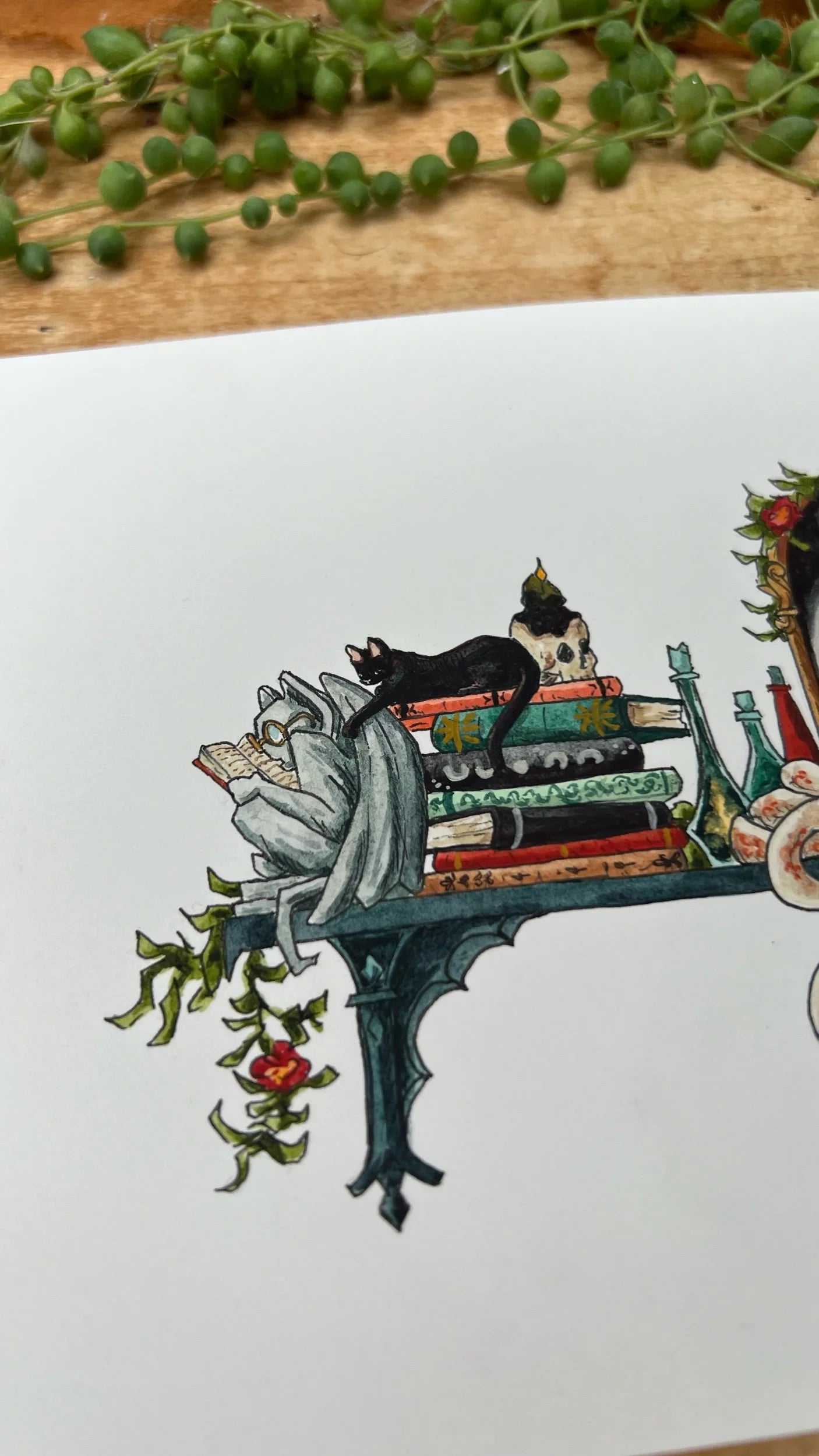 Original Mini Gothic Witch's Shelf Illustration