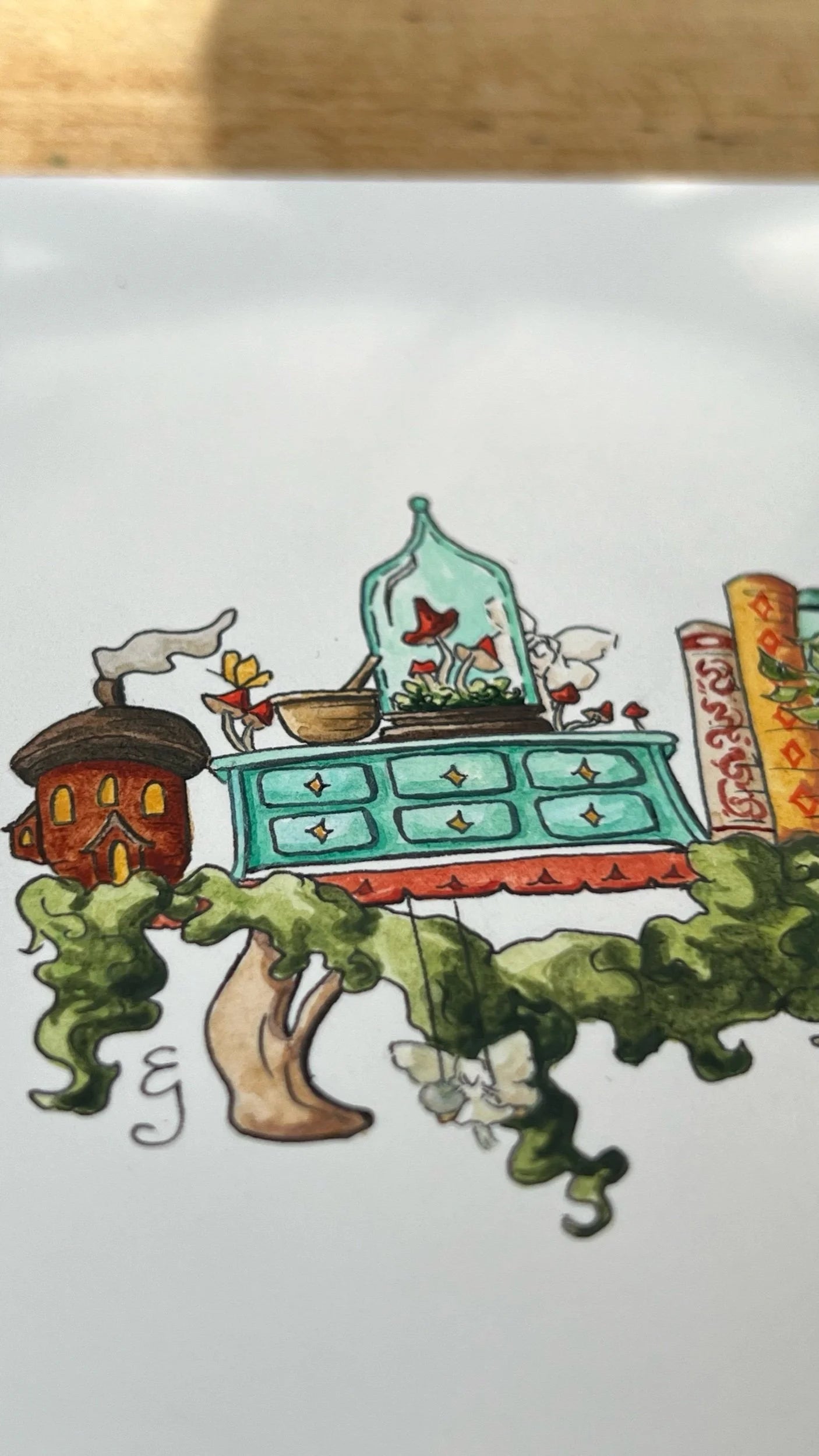 Original Mini Fairy Witch's Shelf Illustration
