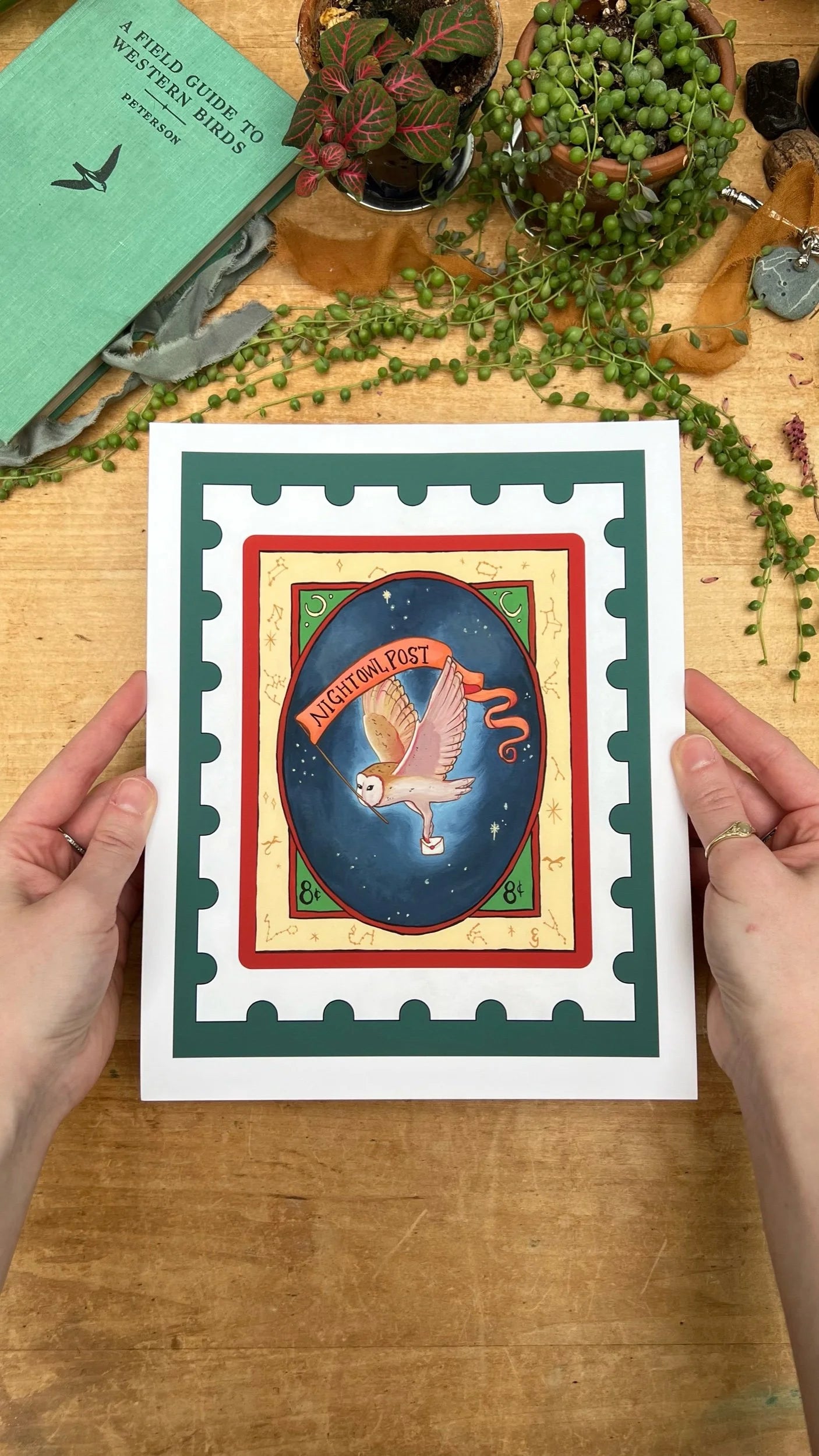 Night Owl Post Stamp Print