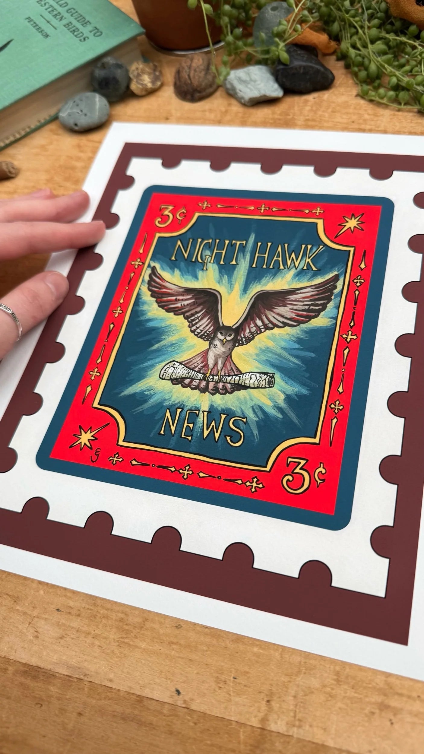 Night Hawk News Stamp Print