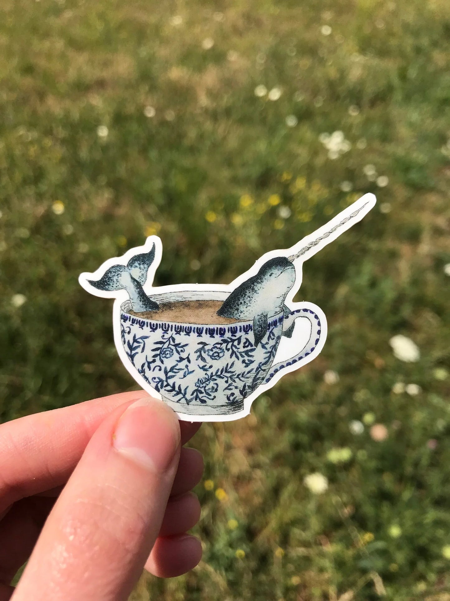 Narwhal in a Teacup Sticker