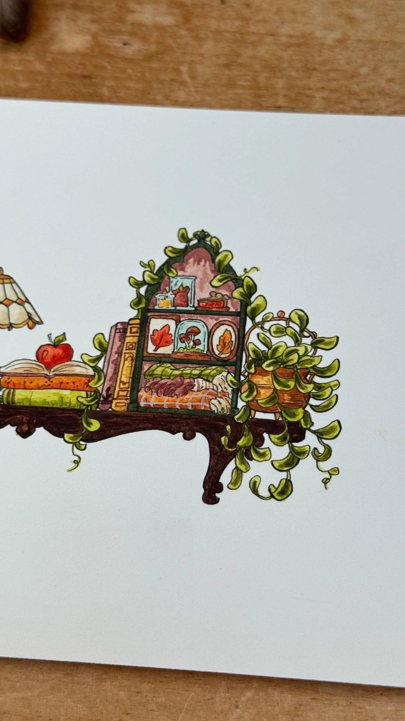 Original Mini Autumn Witch's Shelf Illustration