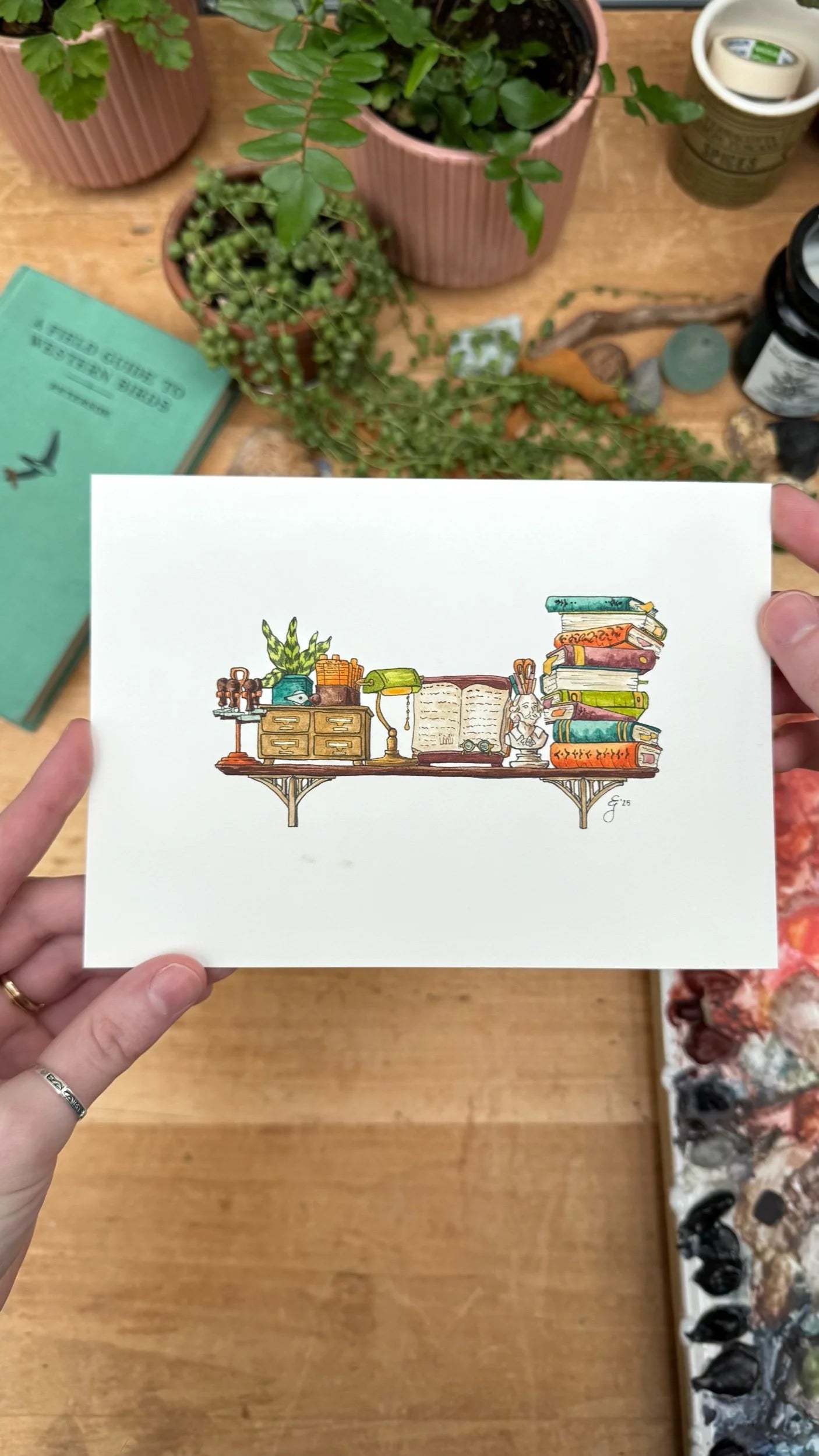 Original Mini Librarian's Shelf Illustration
