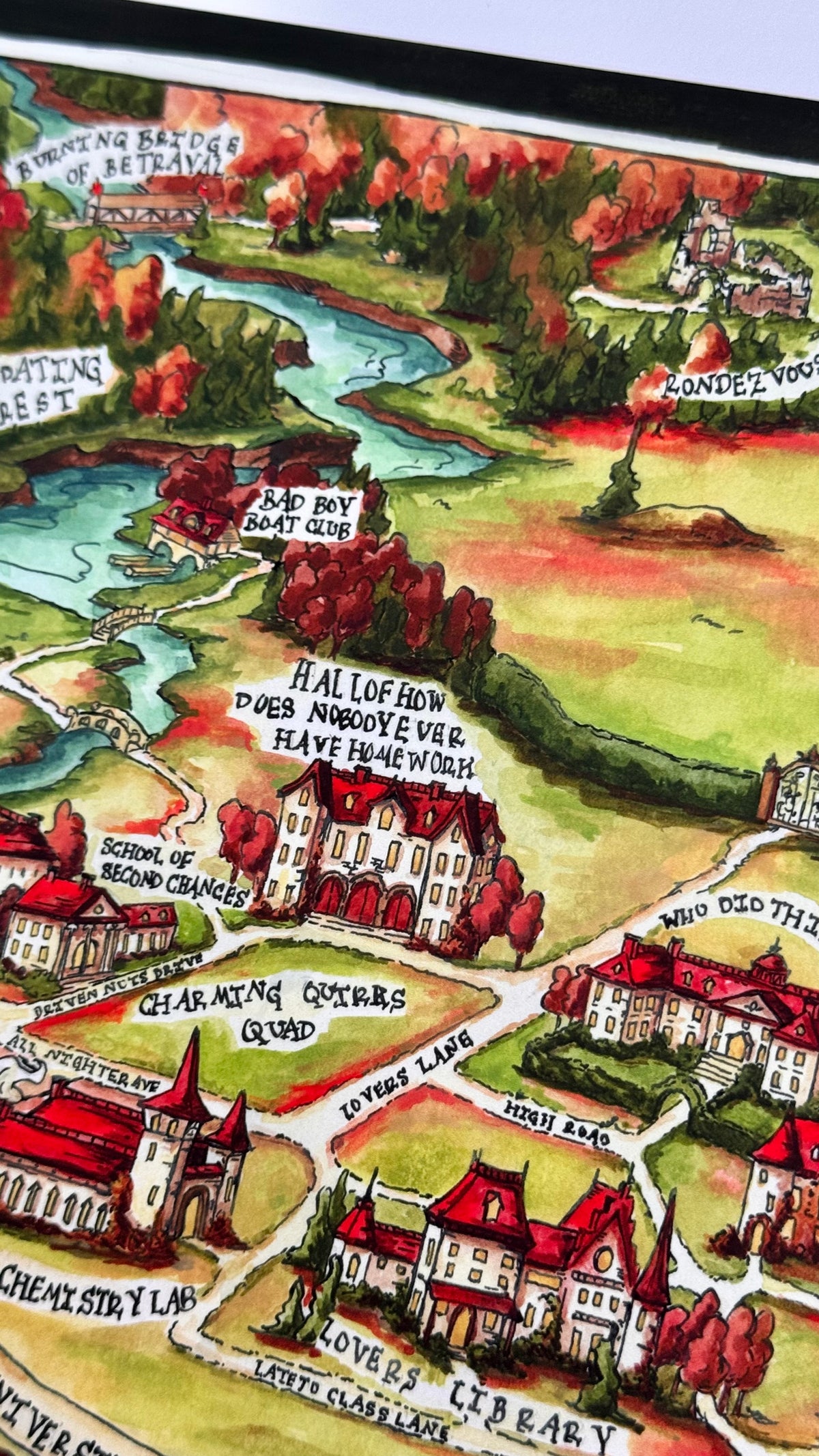 Dubious Map of College Romance Print