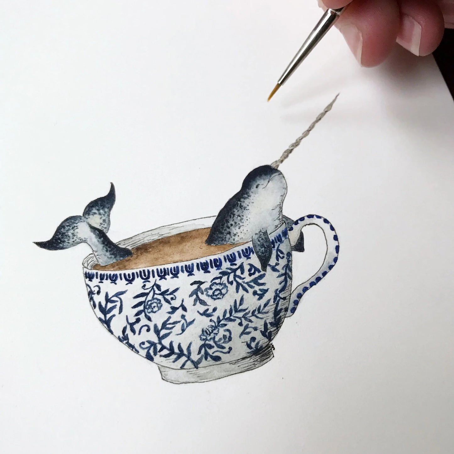 Narwhal in a Teacup Giclée Print