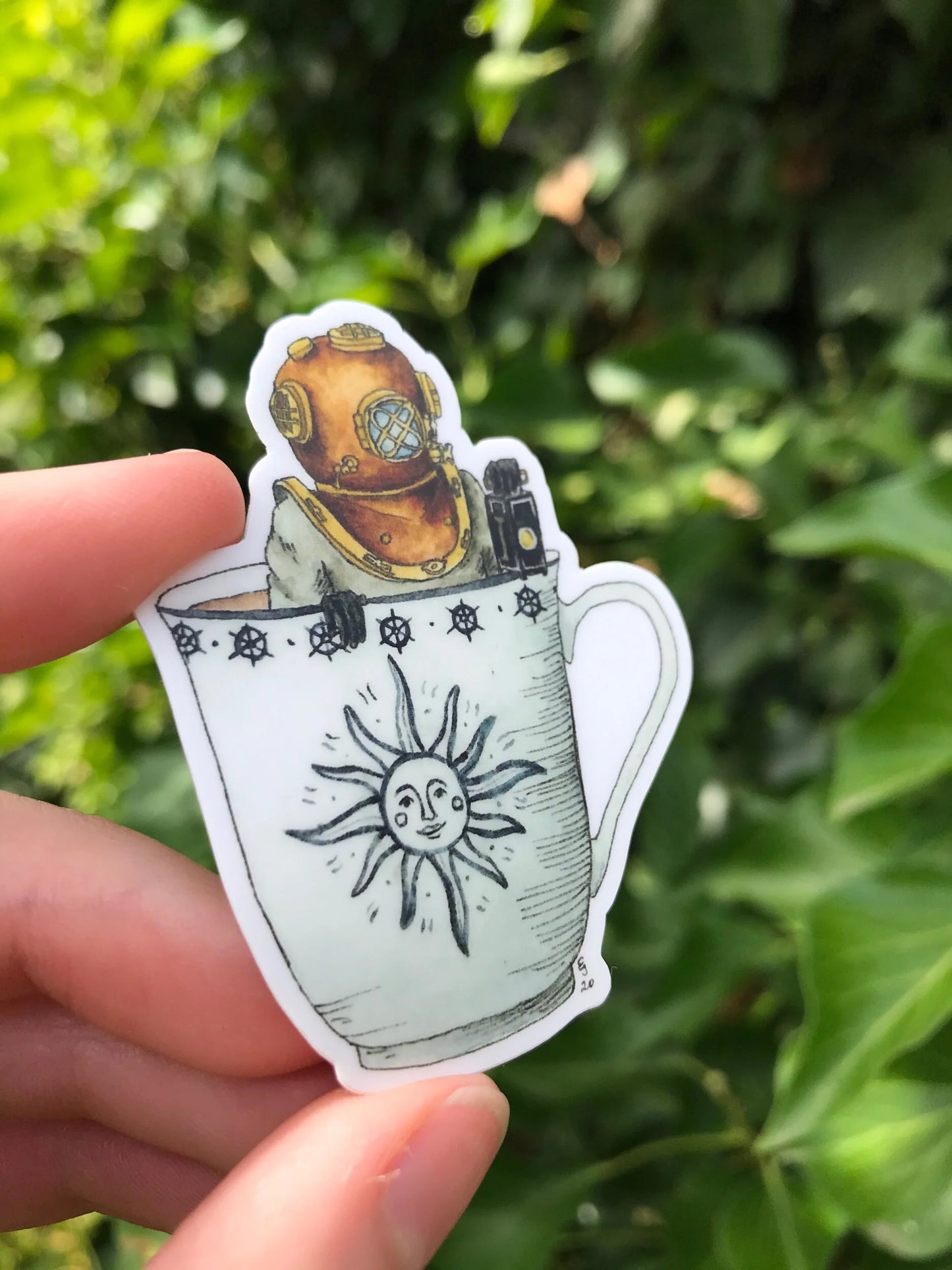 Diver in a Teacup Sticker