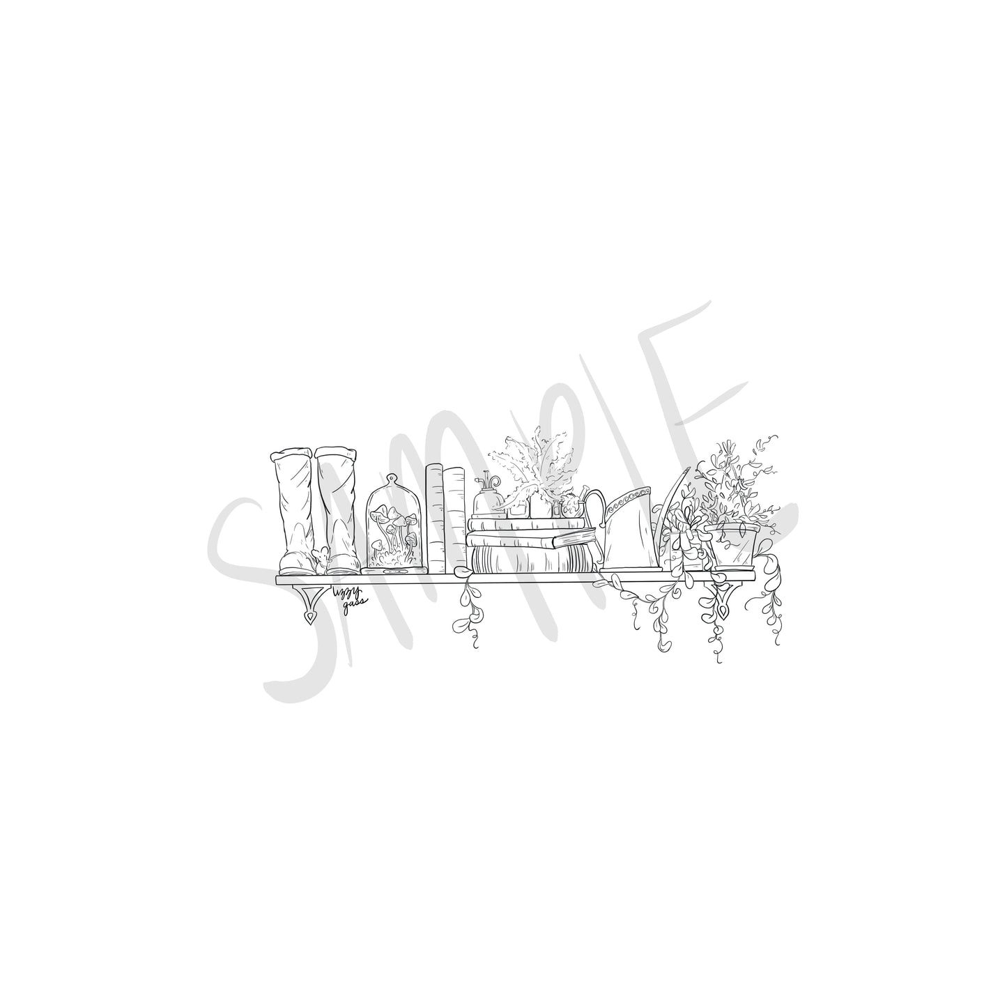 The Botanist's Shelf Coloring Page