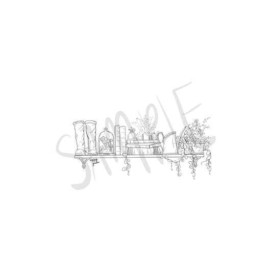 The Botanist's Shelf Coloring Page