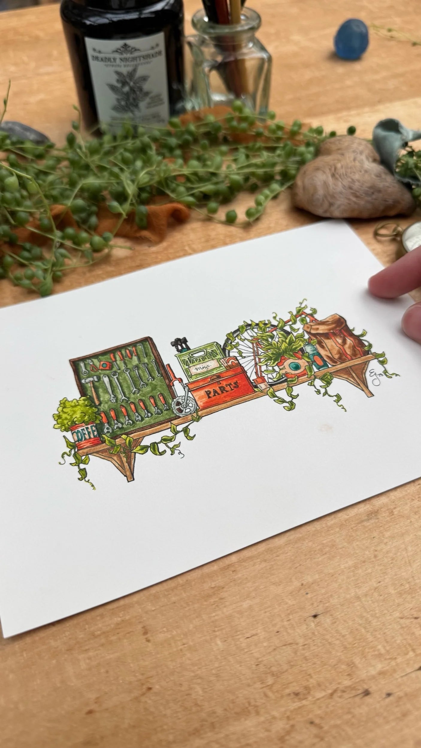 Original Mini Cyclist's Shelf Illustration