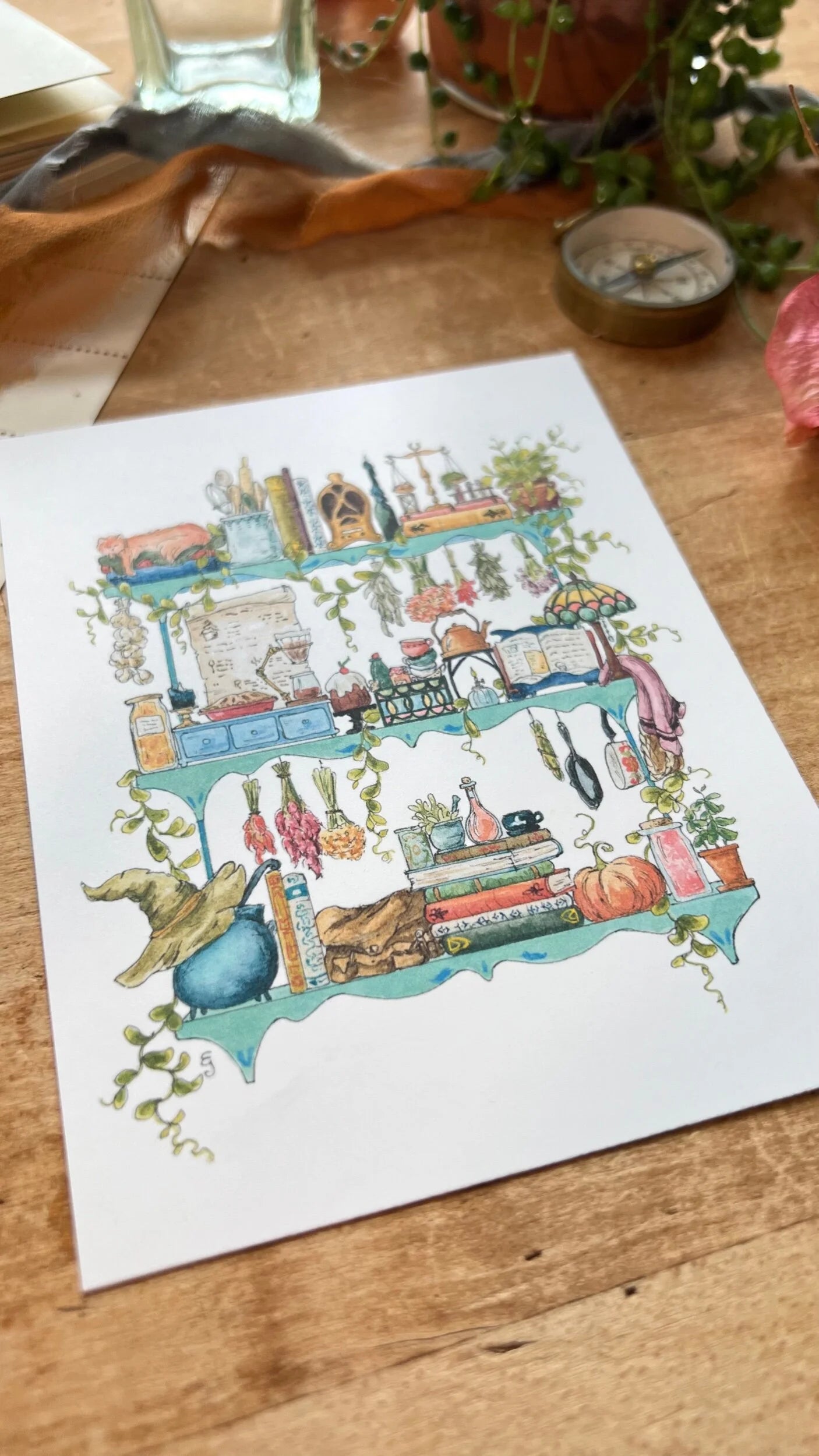 The Kitchen Witch's Shelves Postcard