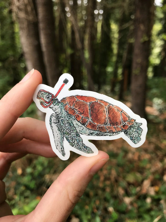 Snorkeling Turtle Sticker