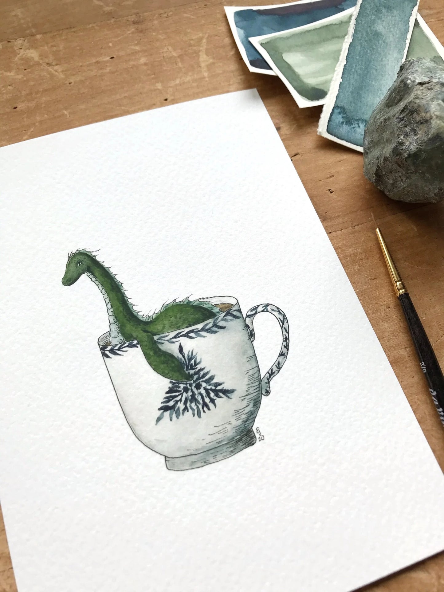 Loch Ness Monster in a Teacup Giclée Print