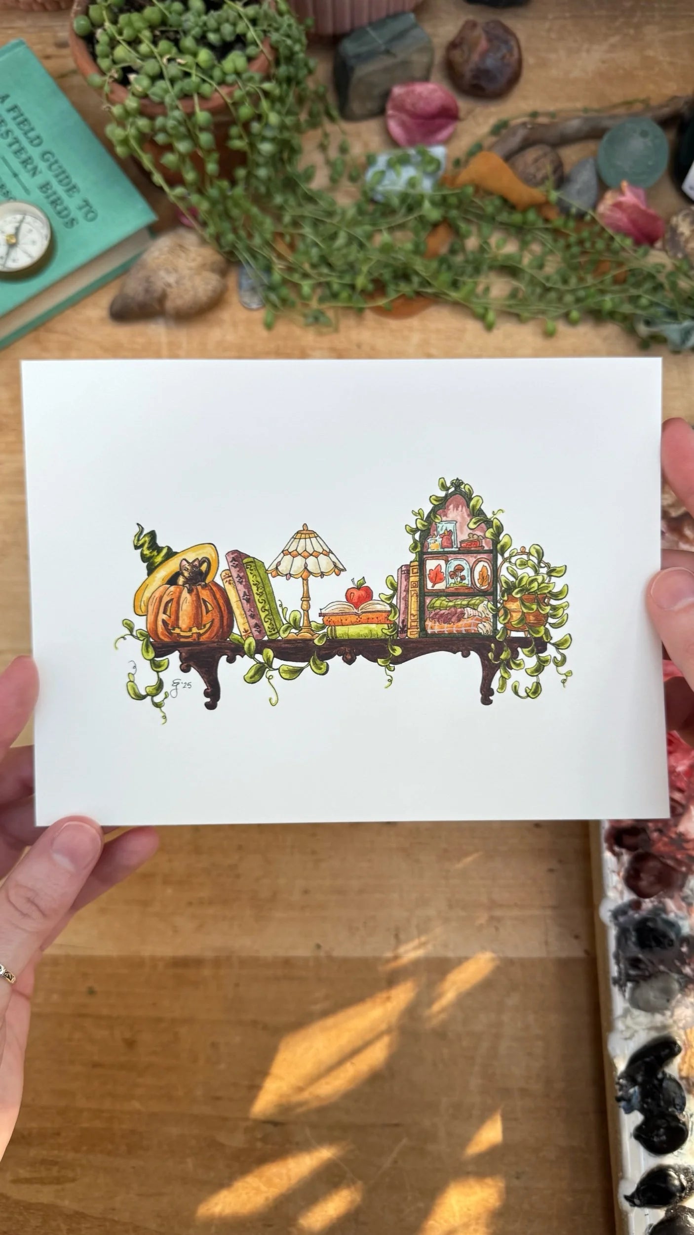 Original Mini Autumn Witch's Shelf Illustration