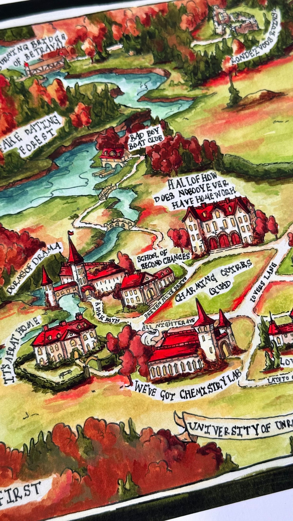 Dubious Map of College Romance Print