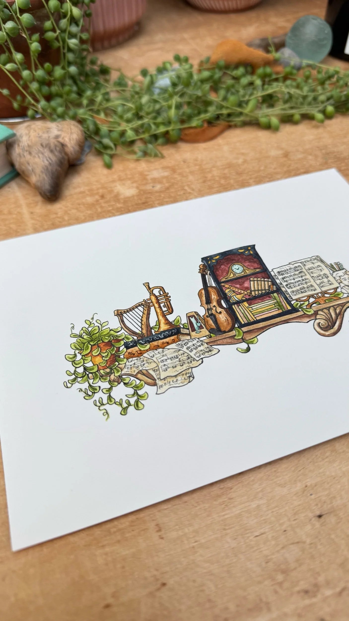 Original Mini Musician's Shelf Illustration
