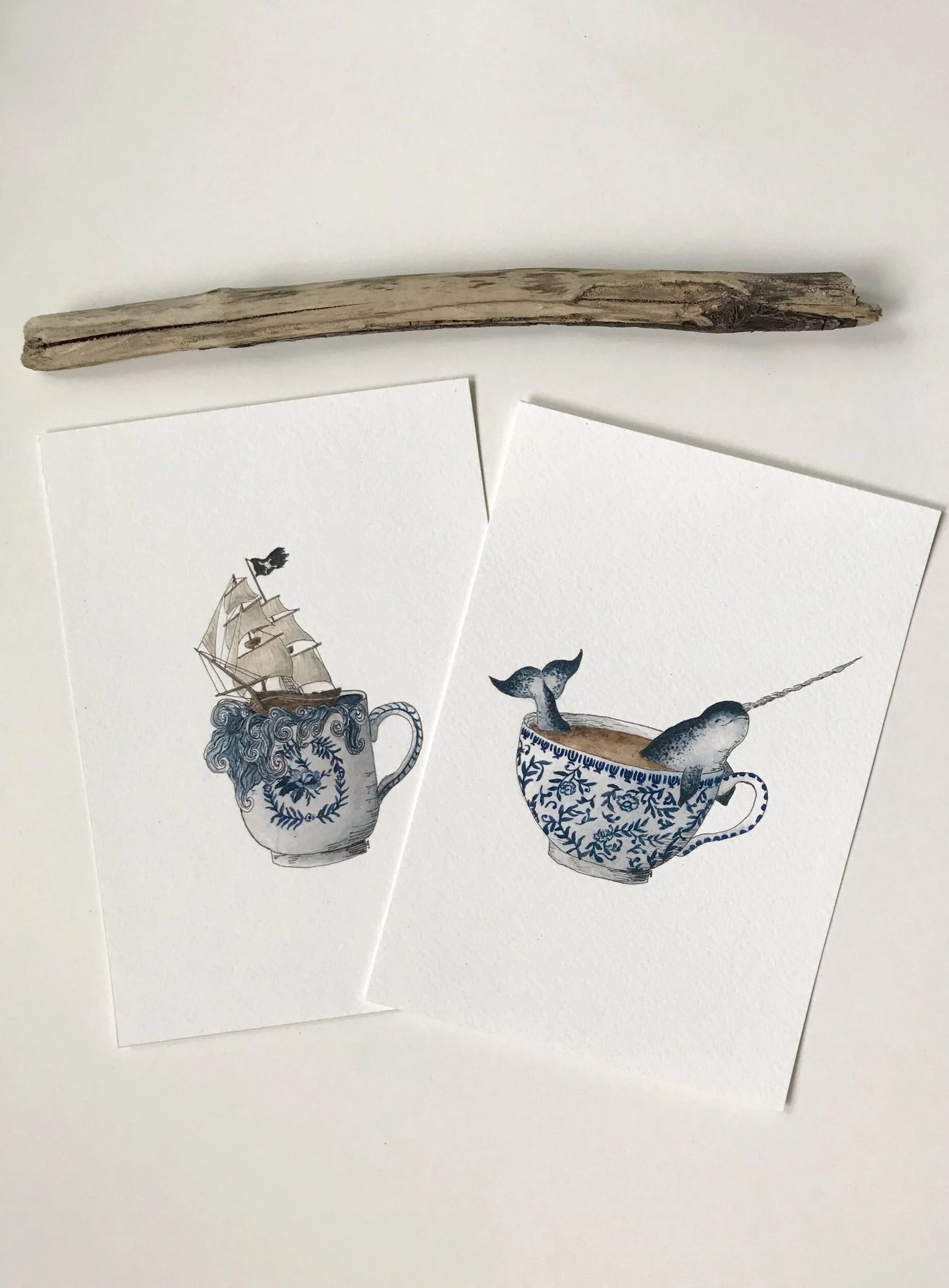 Nautical Teacup Giclée Print Pair