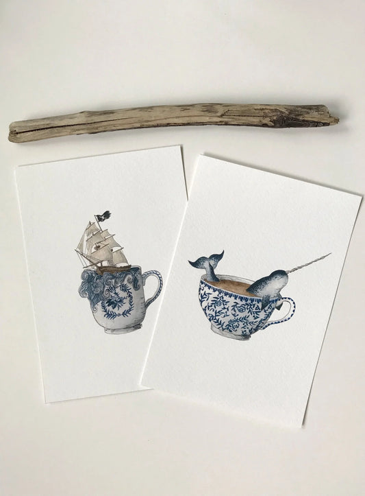 Nautical Teacup Giclée Print Pair