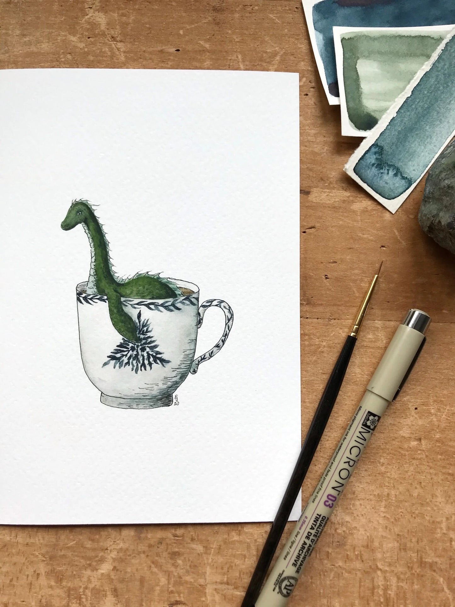 Loch Ness Monster in a Teacup Giclée Print