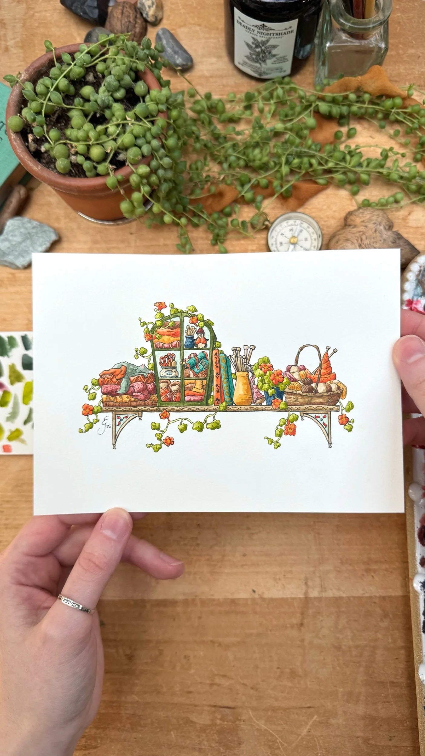 Original Mini Fiber Artist's Shelf Illustration