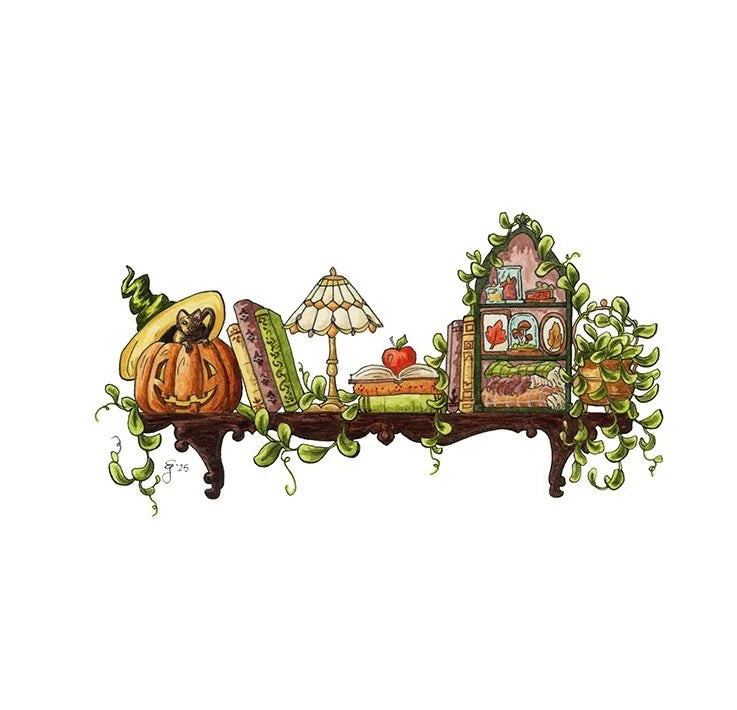 The Mini Autumn Witch's Shelf Giclée Print