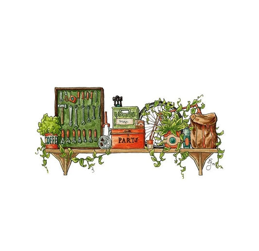 The Mini Cyclist's Shelf Giclée Print