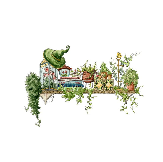 The Mini Garden Witch's Shelf Giclée Print