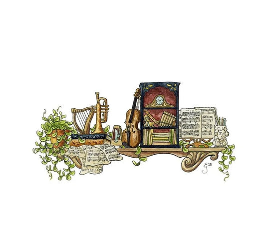 The Mini Musician's Shelf Giclée Print