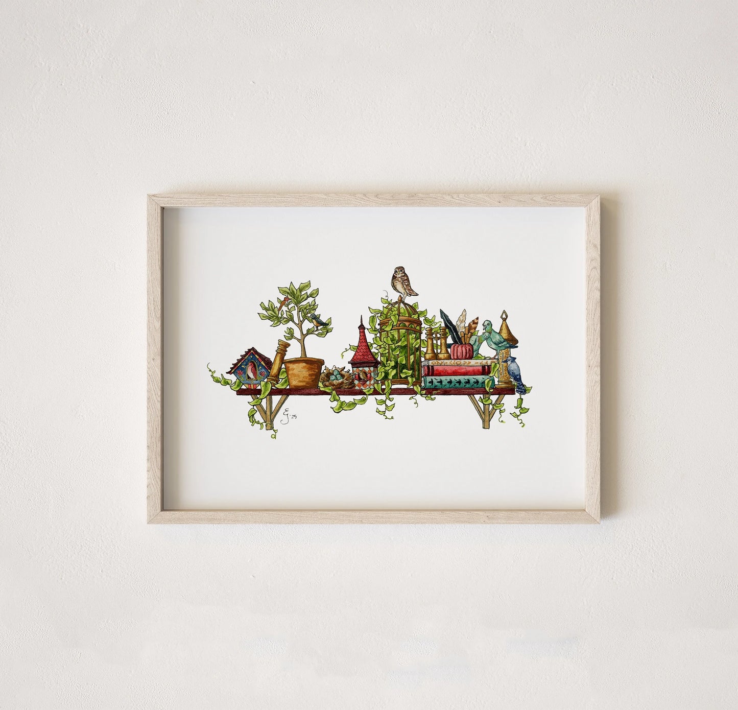 The Mini Ornithologist's Shelf Giclée Print