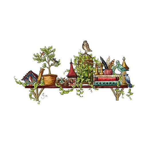 The Mini Ornithologist's Shelf Giclée Print