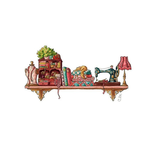 The Mini Sewist's Shelf Giclée Print