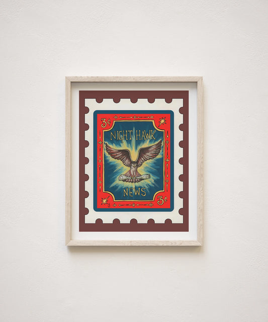 Night Hawk News Stamp Print