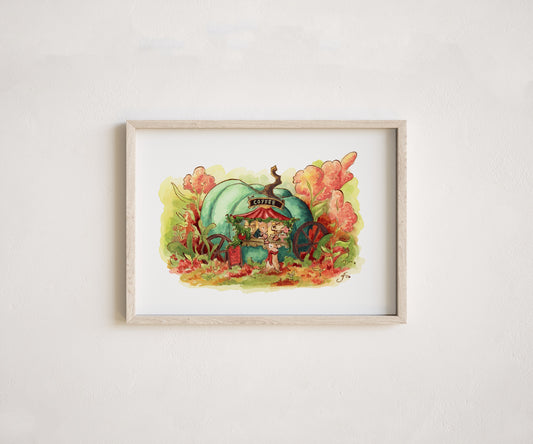 Pumpkin Coffee Shop Print
