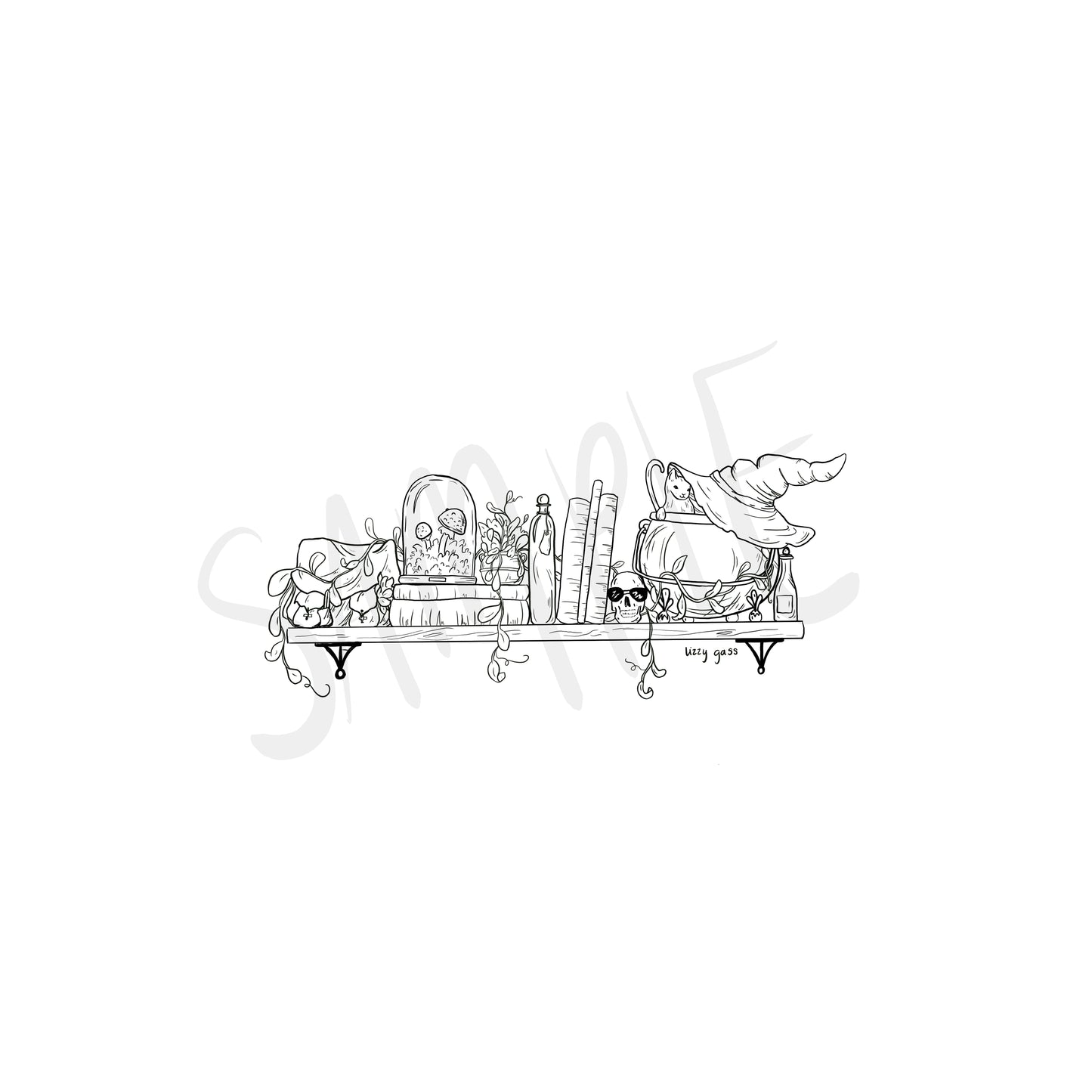 The Witch's Shelf Coloring Page