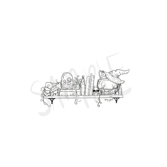 The Witch's Shelf Coloring Page