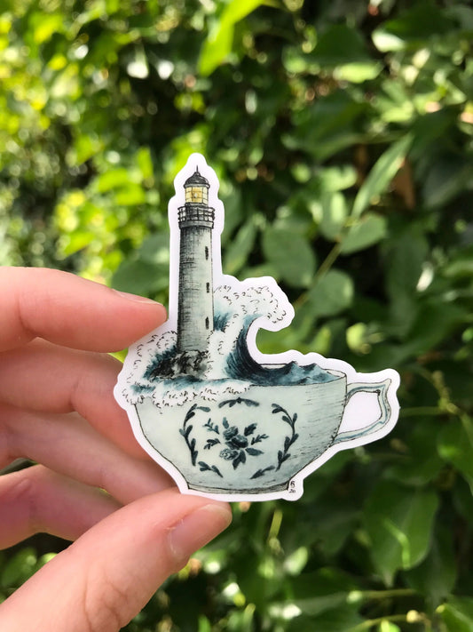 Lighthouse in a Teacup Sticker