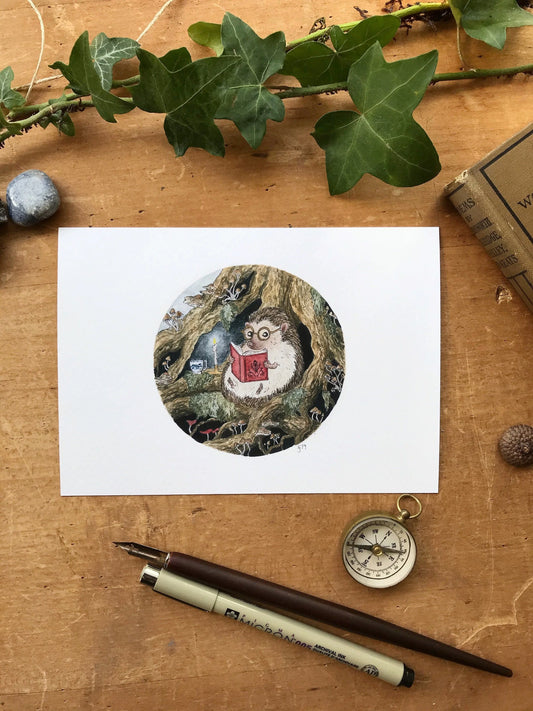 Reading Hedgehog Giclée Print