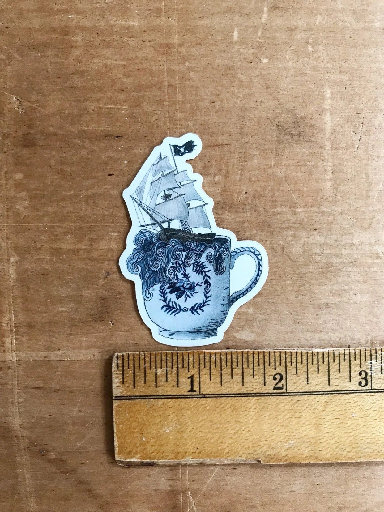 Pirate Ship in a Stormy Teacup Sticker